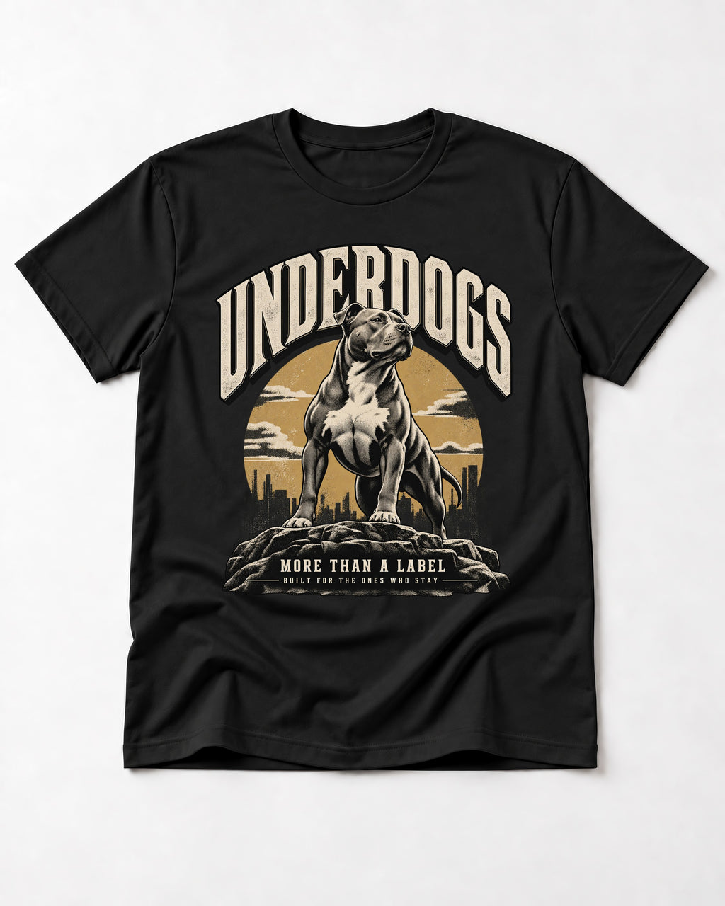 Pitbull Underdogs City Monument Graphic T-Shirt in Black, flat lay product photo