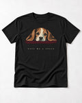 Save Me A Space Beagle T-Shirt in Black, flat lay product photo