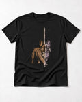 Frenchie Almost Symmetrical Torn Split Graphic T-Shirt in Black, flat lay product photo