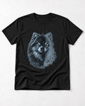 Pomeranian Archive of One Split Portrait Graphic T-Shirt in Black, flat lay product photo
