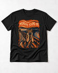 German Shepherd Dog Monday Found Me Scream Graphic T-Shirt in Black, flat lay product photo
