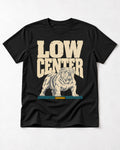 English Bulldog Low Center Stance Graphic T-Shirt in Black, flat lay product photo