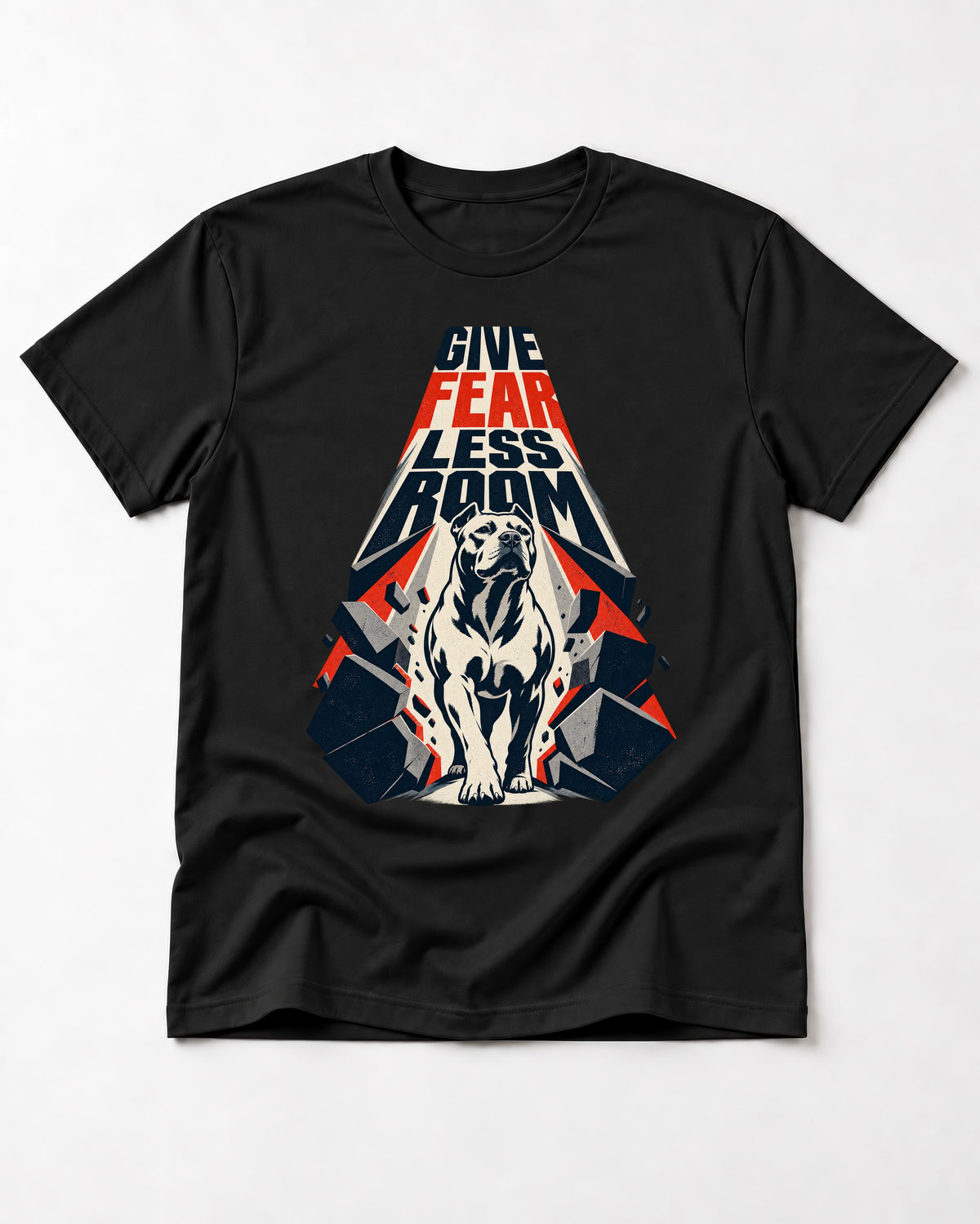 Pitbull Give Fear Less Room Breakthrough Graphic T-Shirt in Black, flat lay product photo
