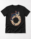 Boston Terrier the Long Way Around T-Shirt in Black, flat lay product photo