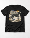 Field Notes for Free Thinkers Collage German Shorthaired Pointer Graphic T-Shirt in Black, flat lay product photo