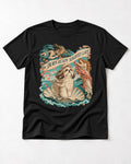 Shih Tzu Born Ready Slightly Late Venus Graphic T-Shirt in Black, flat lay product photo