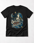 Husky Offline Below Sea Level Nautical Submarine Graphic T-Shirt in Black, flat lay product photo