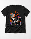 Doberman No Apology Required Torn Paper Graphic T-Shirt in Black, flat lay product photo