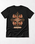 Pomeranian Textile Atlas Compass Rose Graphic T-Shirt in Black, flat lay product photo