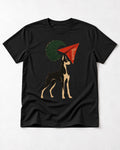 Doberman Hand Off the Line Paper Plane Graphic T-Shirt in Black, flat lay product photo