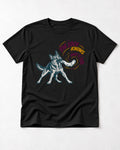 German Shepherd Dog The Sock Knows What I Did Graphic T-Shirt in Black, flat lay product photo