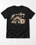 Frenchie Not in a Hurry Coffee Graphic T-Shirt in Black, flat lay product photo