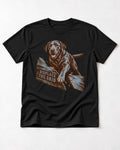 Labrador Retriever Displace the Grid Breaking Plank Graphic T-Shirt in Black, flat lay product photo