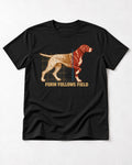 German Shorthaired Pointer Form Follows Field Grid Graphic T-Shirt in Black, flat lay product photo