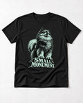 Pomeranian Small Monument Pedestal Graphic T-Shirt in Black, flat lay product photo