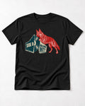 Side B Hallway Duty Vinyl Record German Shepherd Dog Graphic T-Shirt in Black, flat lay product photo