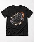Shih Tzu Keep Your Own Counsel Celestial Graphic T-Shirt in Black, flat lay product photo
