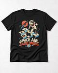 Pug Space Age Same Mess Astronaut Graphic T-Shirt in Black, flat lay product photo
