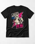 Shih Tzu Petite but Punk Lightning Graphic T-Shirt in Black, flat lay product photo
