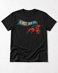 Dachshund Almost There Still Ribbon Graphic T-Shirt in Black, flat lay product photo