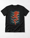 German Shorthaired Pointer Far Is a Feeling Chevron Graphic T-Shirt in Black, flat lay product photo