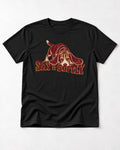Beagle Say It Softly T-Shirt in Black, flat lay product photo