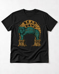 English Bulldog Bear Down Stone Arch Graphic T-Shirt in Black, flat lay product photo