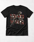 Great Dane Never Still Leaping Collage Graphic T-Shirt in Black, flat lay product photo