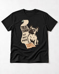 Frenchie Treat Economy Sit Wait Paid Receipt Graphic T-Shirt in Black, flat lay product photo