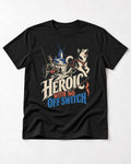 Husky Heroic with No Off Switch Don Quixote Graphic T-Shirt in Black, flat lay product photo