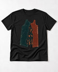 Doberman The Space Between Pattern Pieces Graphic T-Shirt in Black, flat lay product photo