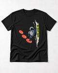 Pug Be Right Back Torn Portal Graphic T-Shirt in Black, flat lay product photo