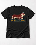Corgi Four Beats Forward T-Shirt in Black, flat lay product photo