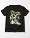 Shih Tzu Low to the Ground High in Style Streetwear Graphic T-Shirt in Black, flat lay product photo