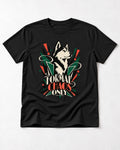 Husky Formal Chaos Only Art Deco Portrait Graphic T-Shirt in Black, flat lay product photo