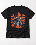 Frenchie Fold Nothing Flat Geometric Fan Graphic T-Shirt in Black, flat lay product photo