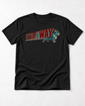 Frenchie Fitted My Way Collegiate Graphic T-Shirt in Black, flat lay product photo