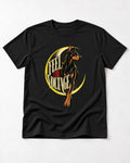 Doberman Feel the Voltage Crescent Portrait Graphic T-Shirt in Black, flat lay product photo