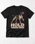 German Shorthaired Pointer Hold Through Rough Vintage Graphic T-Shirt in Black, flat lay product photo