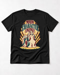 Shih Tzu Main Character Energy Art Deco Graphic T-Shirt in Black, flat lay product photo