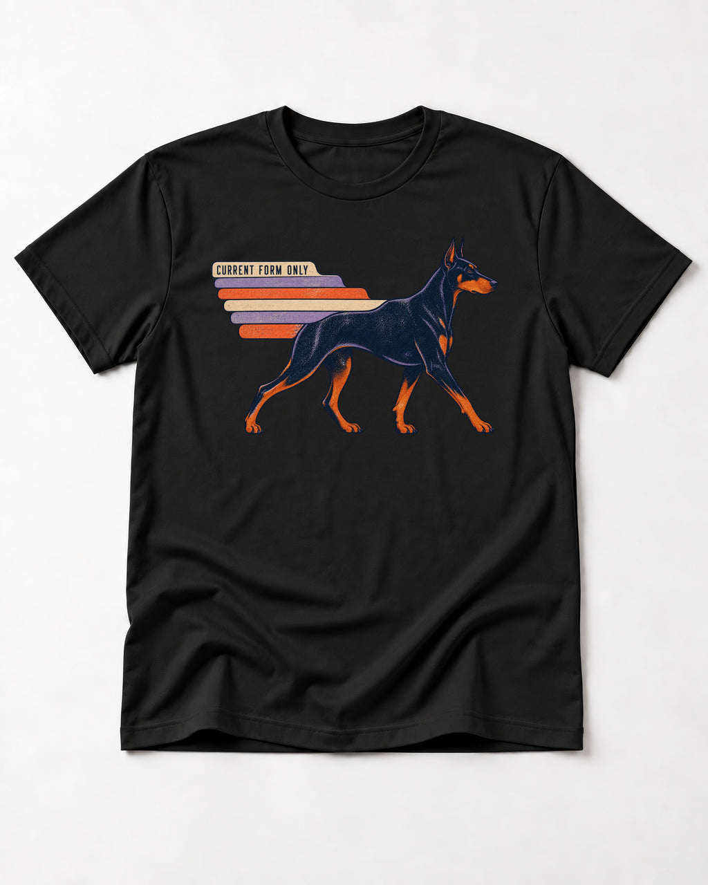 Doberman Current Form Only Speed Bars Graphic T-Shirt in Black, flat lay product photo