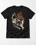 Husky Late Is a State of Mind Wonderland Chase Graphic T-Shirt in Black, flat lay product photo