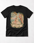 Chihuahua Arrived Without a Dress Code Classical Shell Scene T-Shirt in Black, flat lay product photo