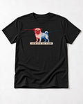 Pug Always in View Split Leash Graphic T-Shirt in Black, flat lay product photo