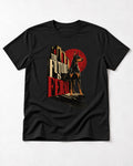 Doberman The Future Is Feral Art Deco Graphic T-Shirt in Black, flat lay product photo
