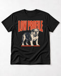 English Bulldog Low Profile Standing Graphic T-Shirt in Black, flat lay product photo