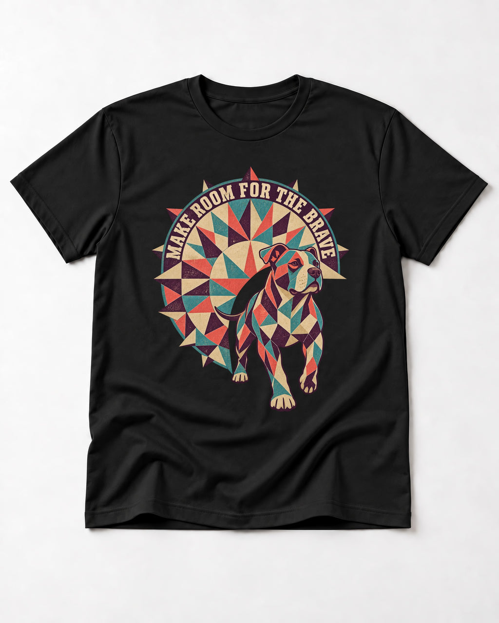 Pitbull Make Room for the Brave Mosaic Graphic T-Shirt in Black, flat lay product photo