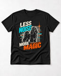 Shih Tzu Less Noise More Magic Pop Art Graphic T-Shirt in Black, flat lay product photo