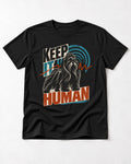 Shih Tzu Keep It Human Radio Signal Graphic T-Shirt in Black, flat lay product photo