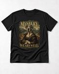 Great Dane Mystery Wears Well Renaissance Portrait Graphic T-Shirt in Black, flat lay product photo